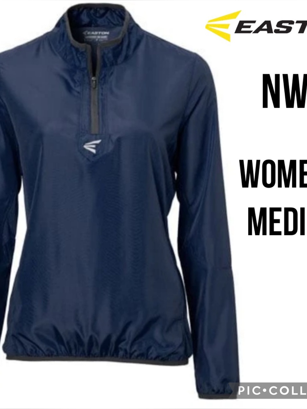 NWT Easton Women's Jacket M5 1/2 Zip Fastpitch Softball Cage Navy Pockets Size M
